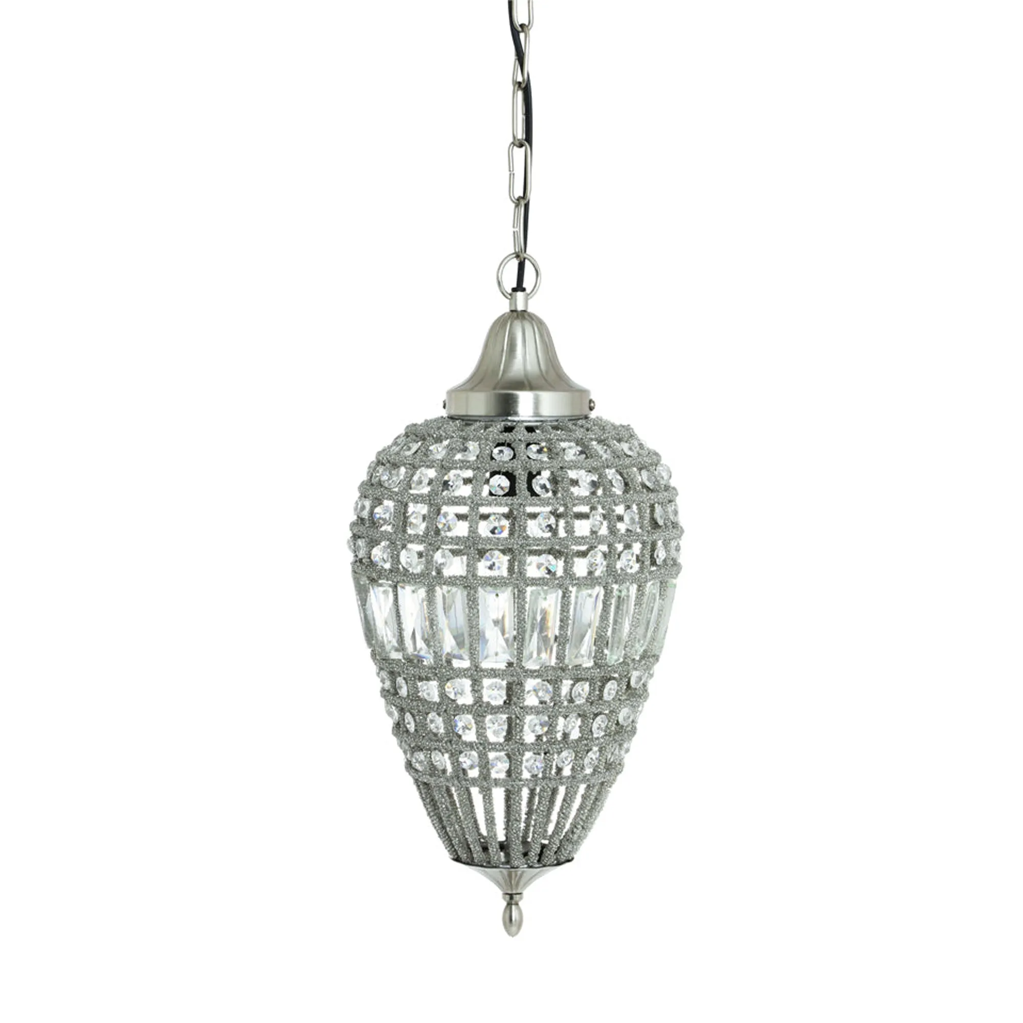 Crystal & Nickel Pendant Light / Two Sizes