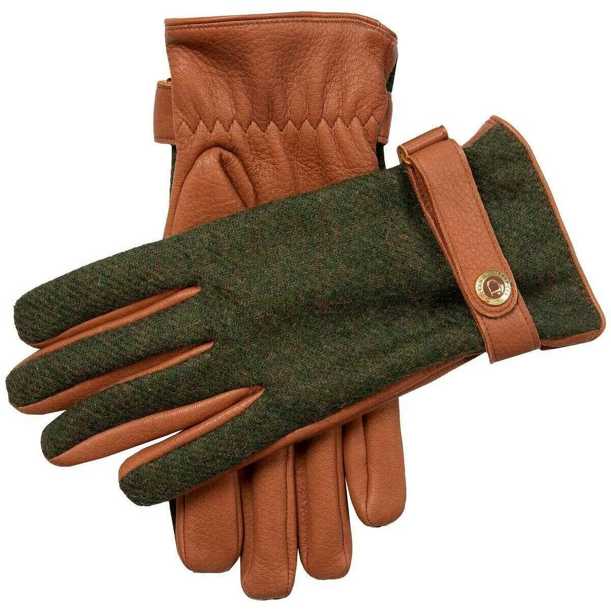 Dents Belmont Heritage Cashmere Lined Deerskin Leather Gloves - Havana Brown/Olive