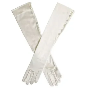 Dents Daphne Long Below Elbow Satin Button Gloves - Ivory