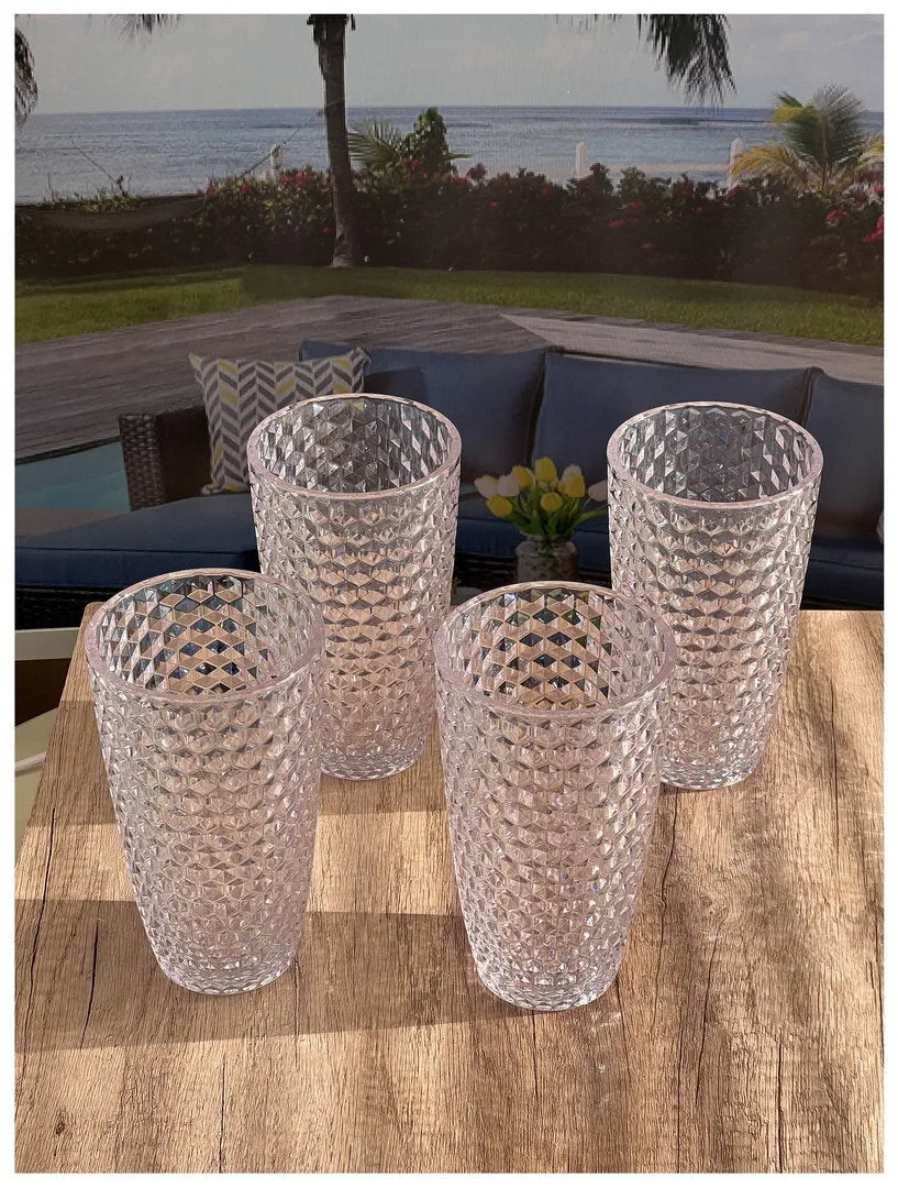 Diamond Cut Acrylic Glasses Drinking Set