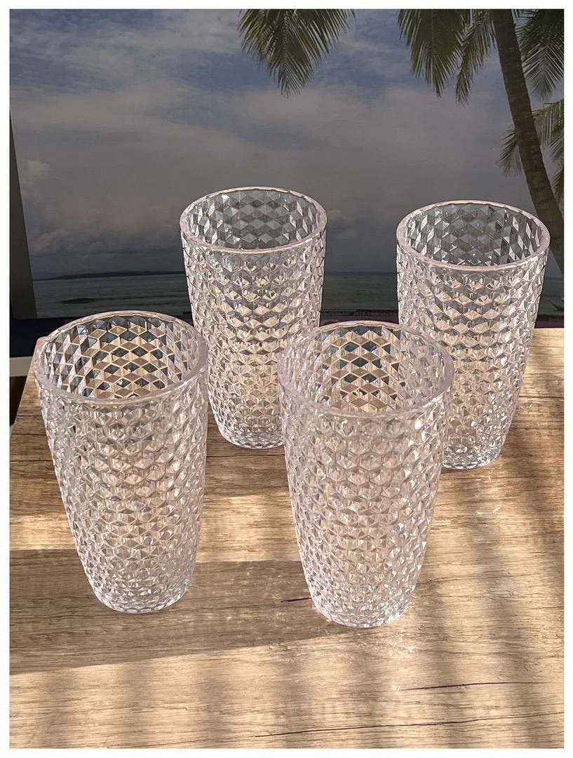 Diamond Cut Acrylic Glasses Drinking Set