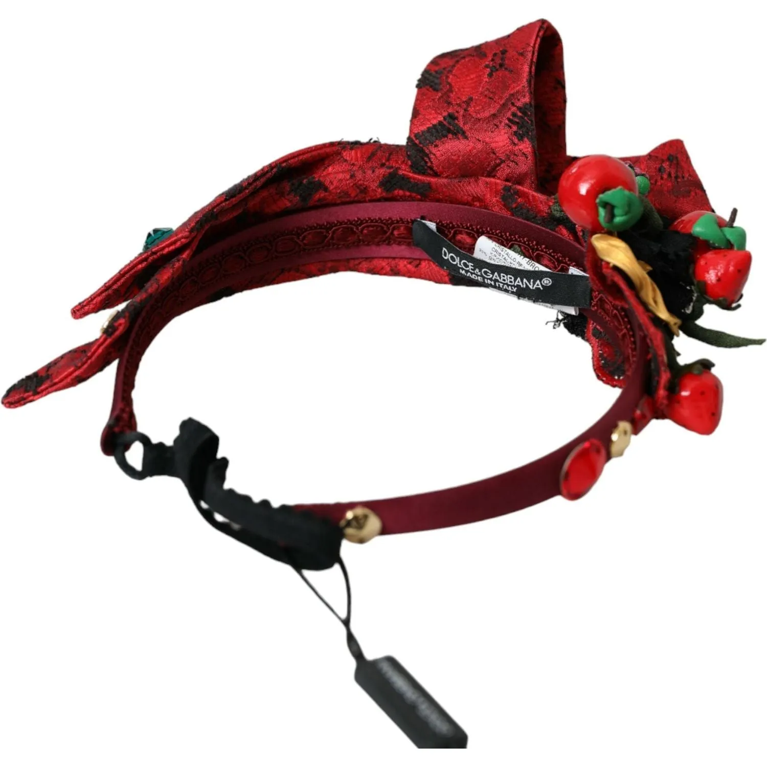 Dolce & Gabbana Red Cherry Sicily Embellished Women Hairband Diadem