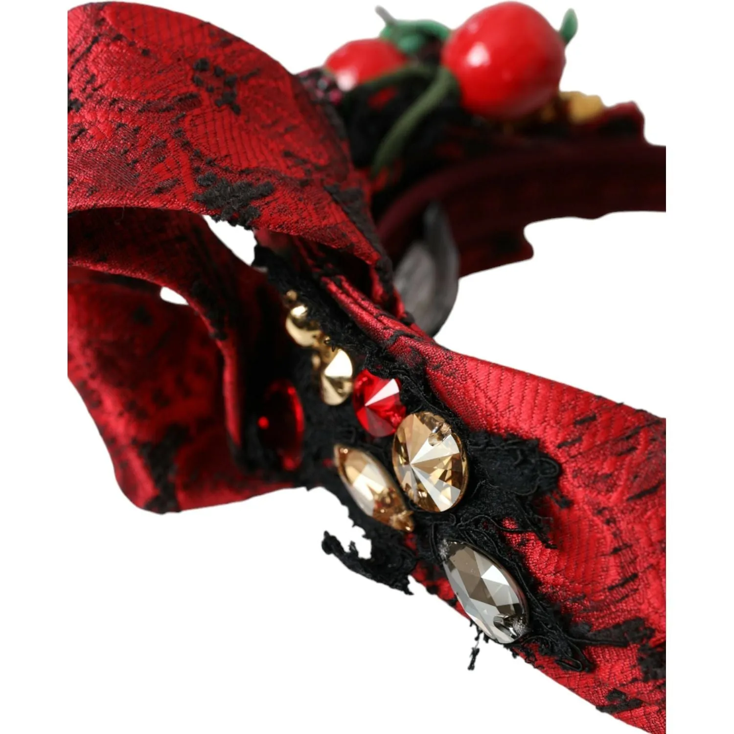 Dolce & Gabbana Red Cherry Sicily Embellished Women Hairband Diadem