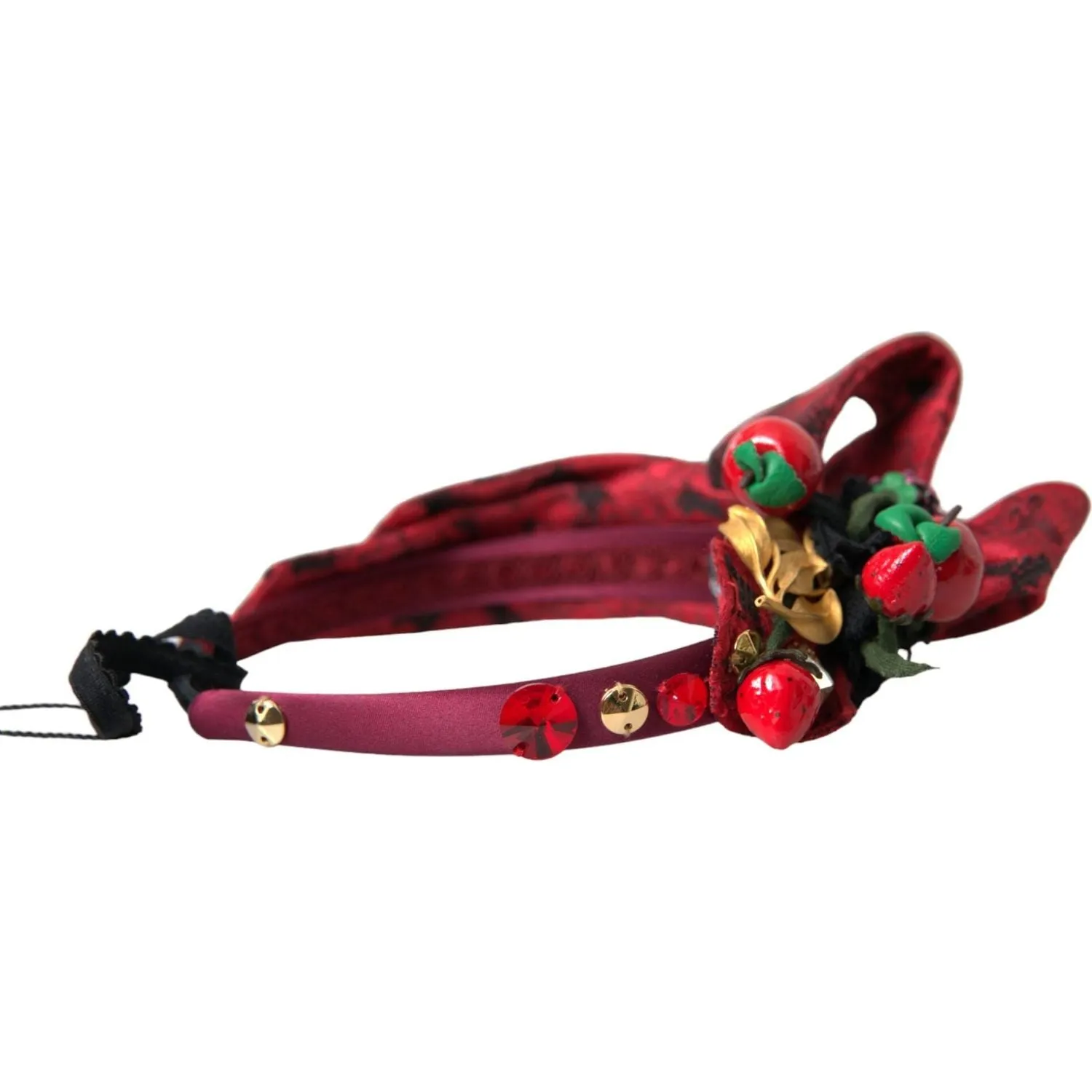 Dolce & Gabbana Red Cherry Sicily Embellished Women Hairband Diadem