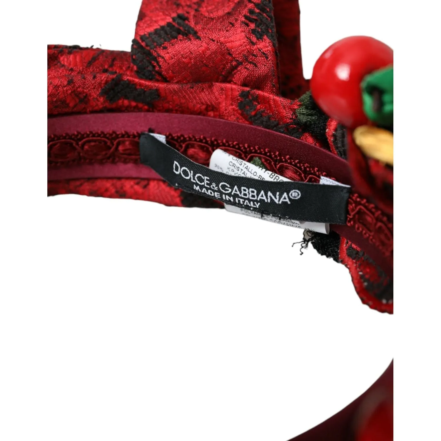 Dolce & Gabbana Red Cherry Sicily Embellished Women Hairband Diadem