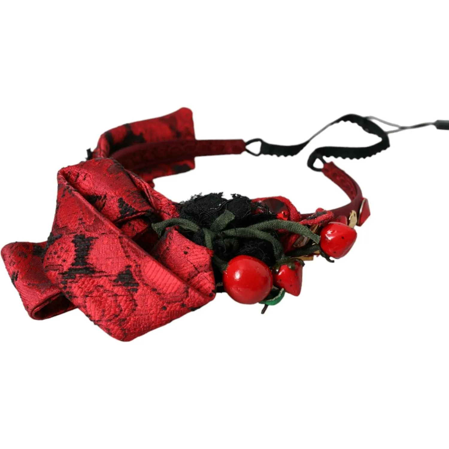 Dolce & Gabbana Red Cherry Sicily Embellished Women Hairband Diadem