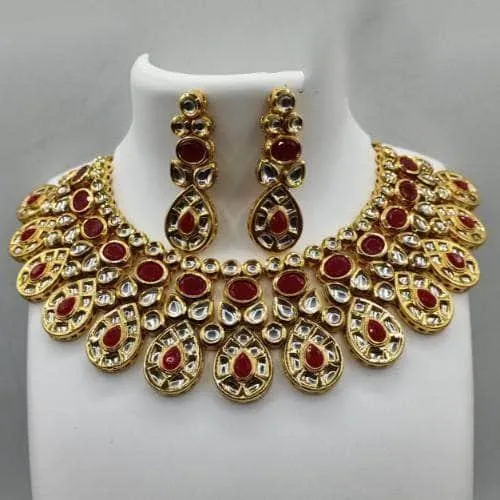 Drop Cut Kundan Necklace And Earring Set