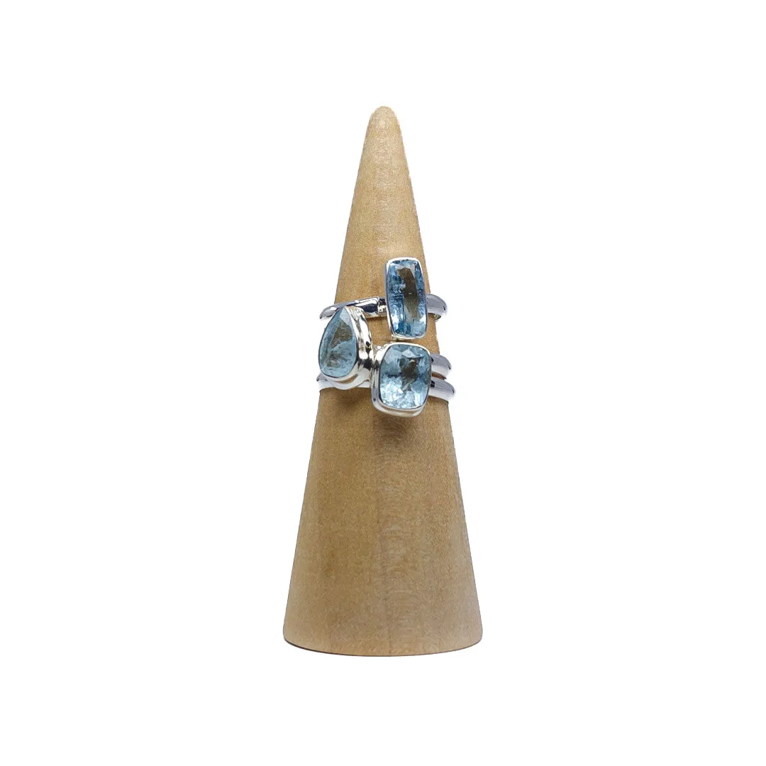 Faceted Aquamarine Rings