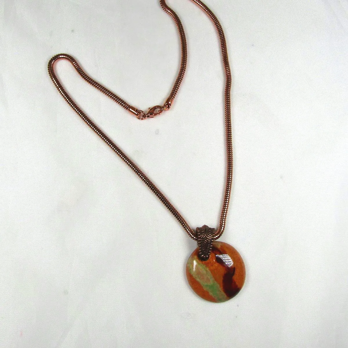 Fair Trade Kazuri Pendant Necklace Tan African Inspired Jewelry