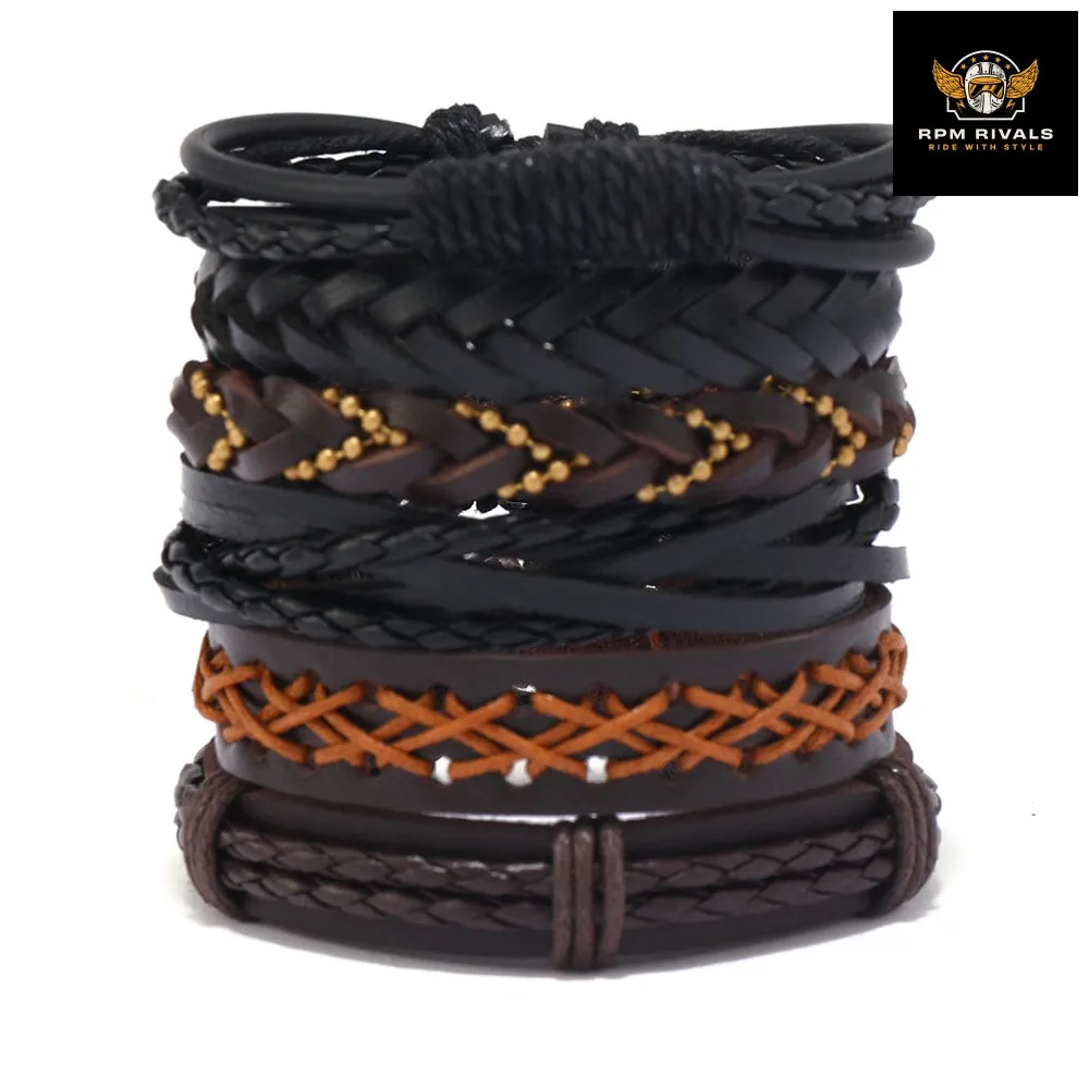 Fashion Bracelet Viking  Bracelet For Men Hand Bracelets Woven Skull Hand Jewelry Adjustable Leather Set Bracelet For Leather