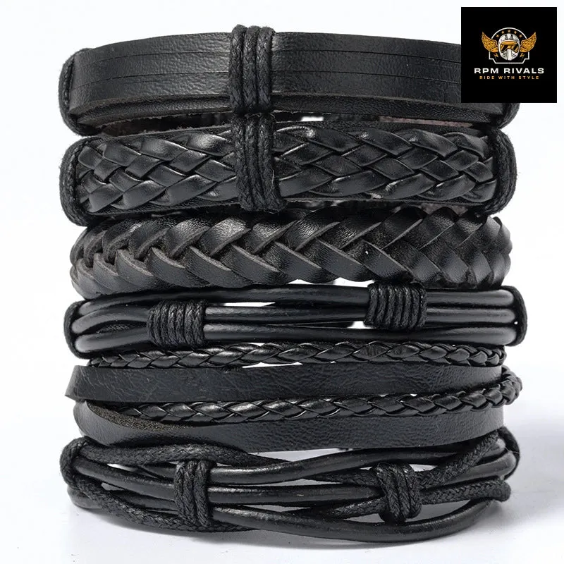 Fashion Bracelet Viking  Bracelet For Men Hand Bracelets Woven Skull Hand Jewelry Adjustable Leather Set Bracelet For Leather