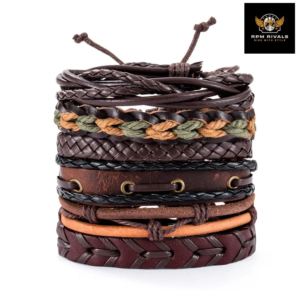 Fashion Bracelet Viking  Bracelet For Men Hand Bracelets Woven Skull Hand Jewelry Adjustable Leather Set Bracelet For Leather