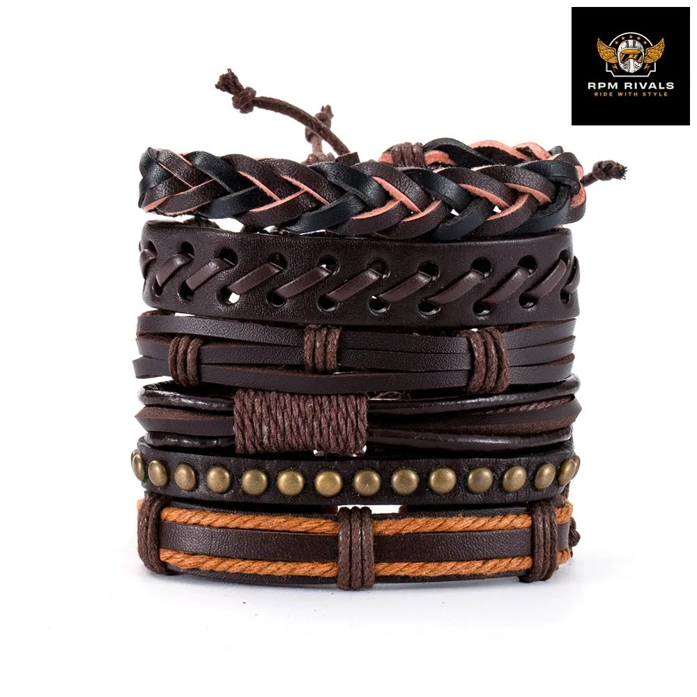 Fashion Bracelet Viking  Bracelet For Men Hand Bracelets Woven Skull Hand Jewelry Adjustable Leather Set Bracelet For Leather