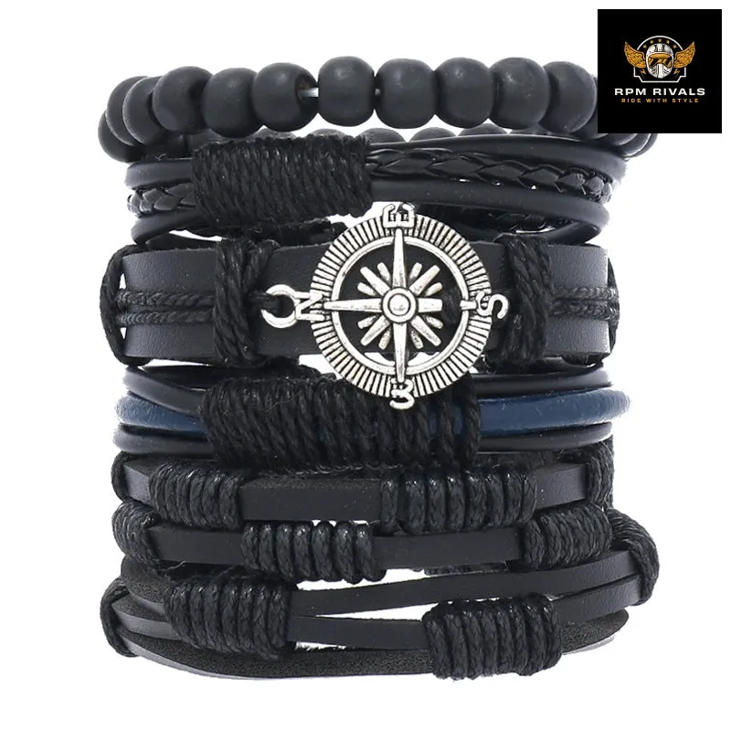 Fashion Bracelet Viking  Bracelet For Men Hand Bracelets Woven Skull Hand Jewelry Adjustable Leather Set Bracelet For Leather