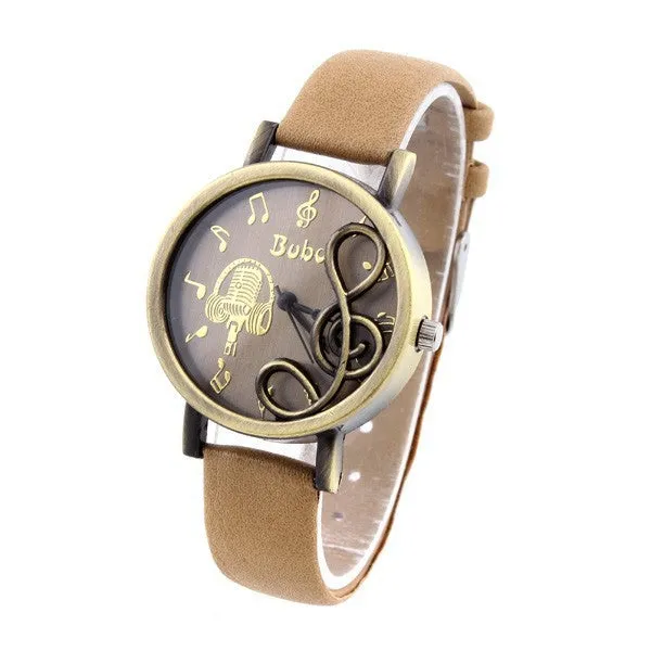 Fashion Vintage Watch for Women's Dress Watches retro zither PU Strap quartz watch analog wristwatches