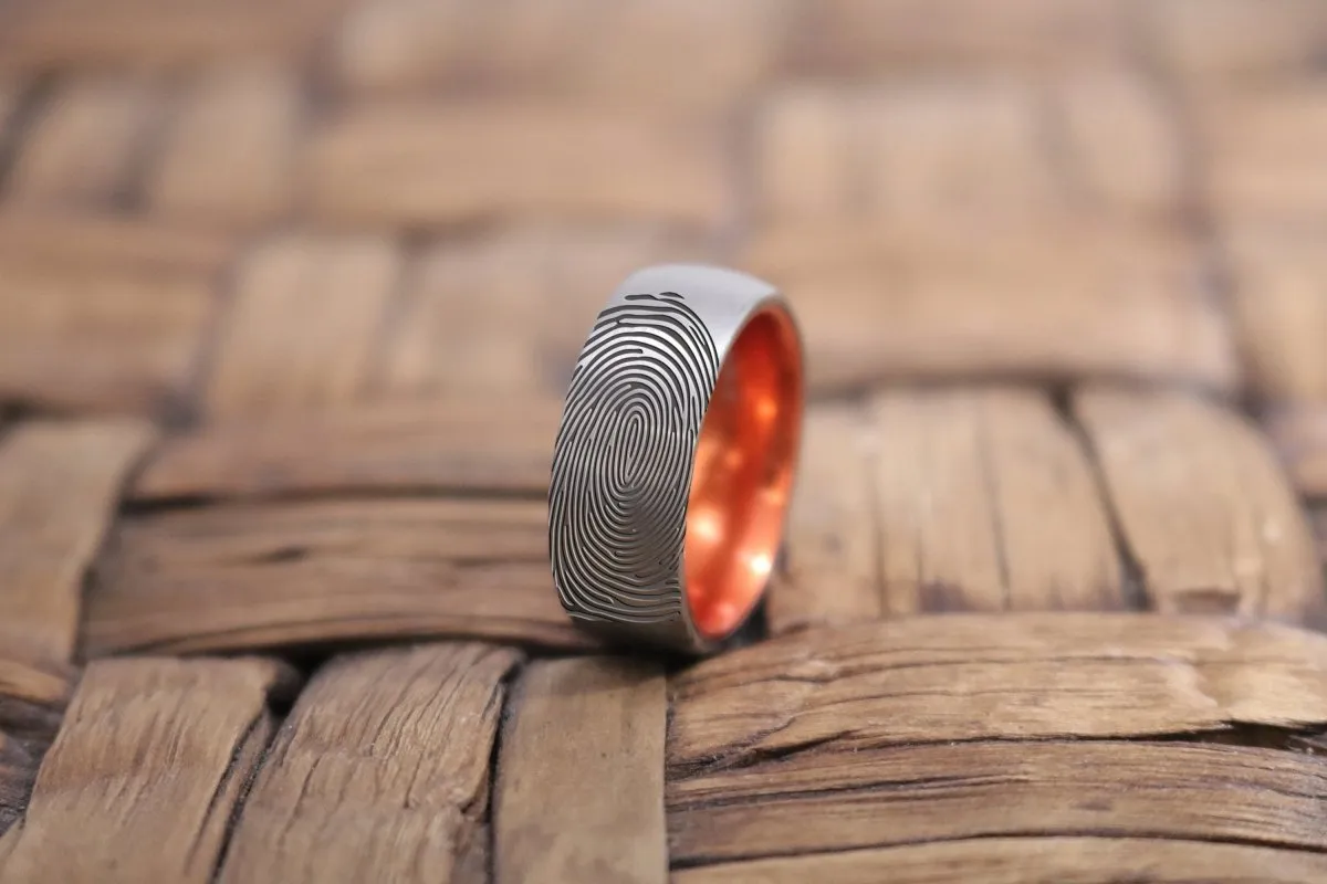 Fingerprint Ring | Mens Wedding Band, Couple Wedding Ring, Memorial Ring