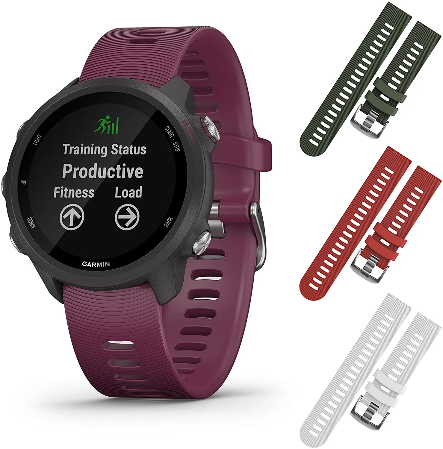 Garmin Forerunner 245 GPS Running Smartwatch (010-02120-01, Khaki/Red/White)