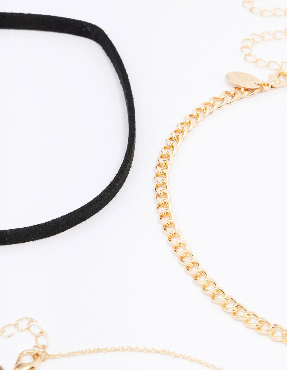 Gold & Black Heart Choker Necklace 5-Pack