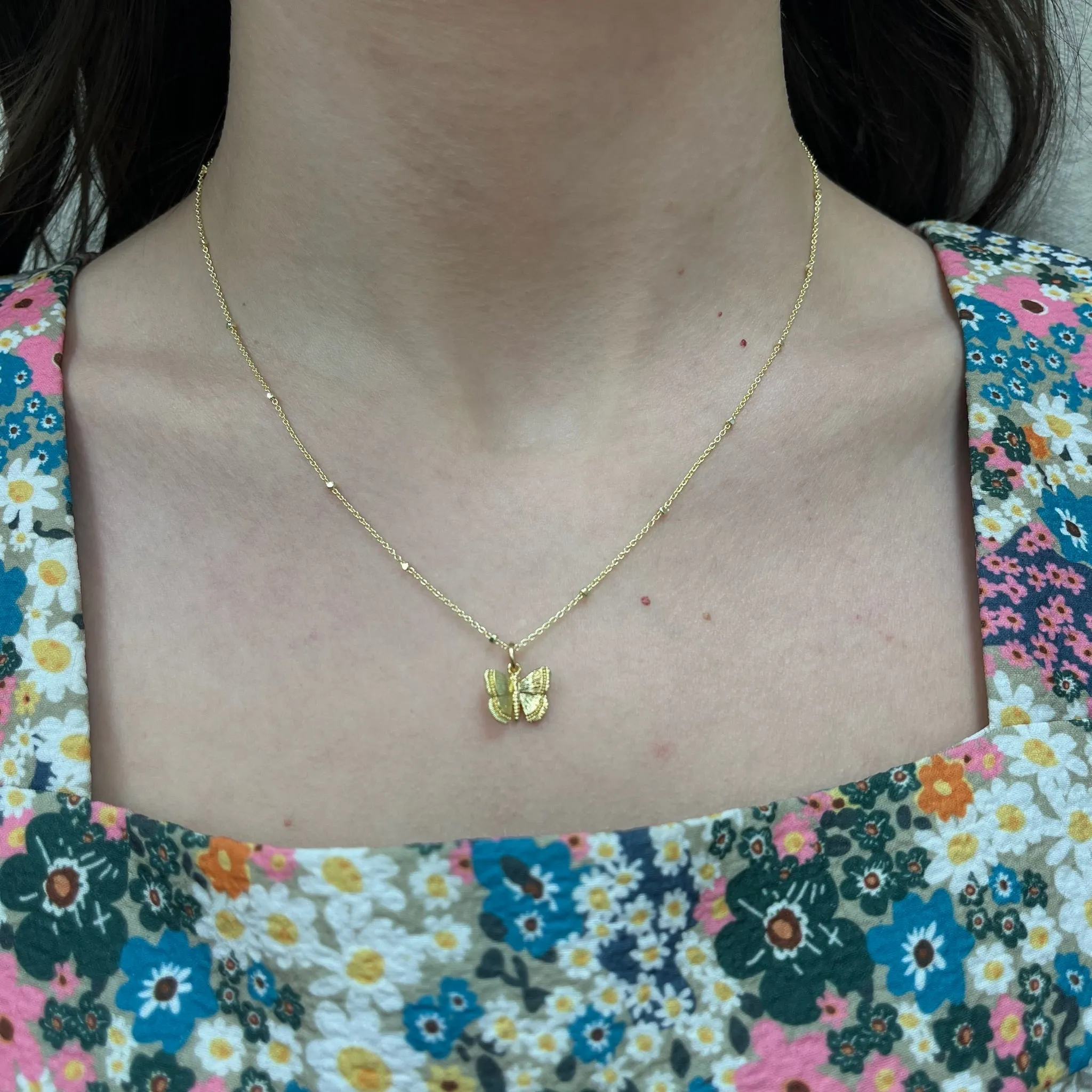 Gold Butterfly Enamel Charm Choker