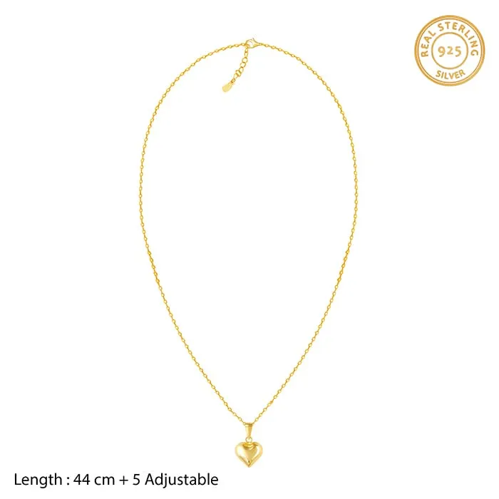 Golden Classic Heart Pendant with Link Chain