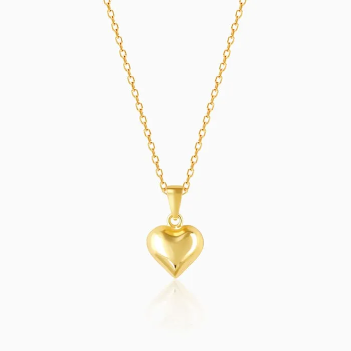 Golden Classic Heart Pendant with Link Chain