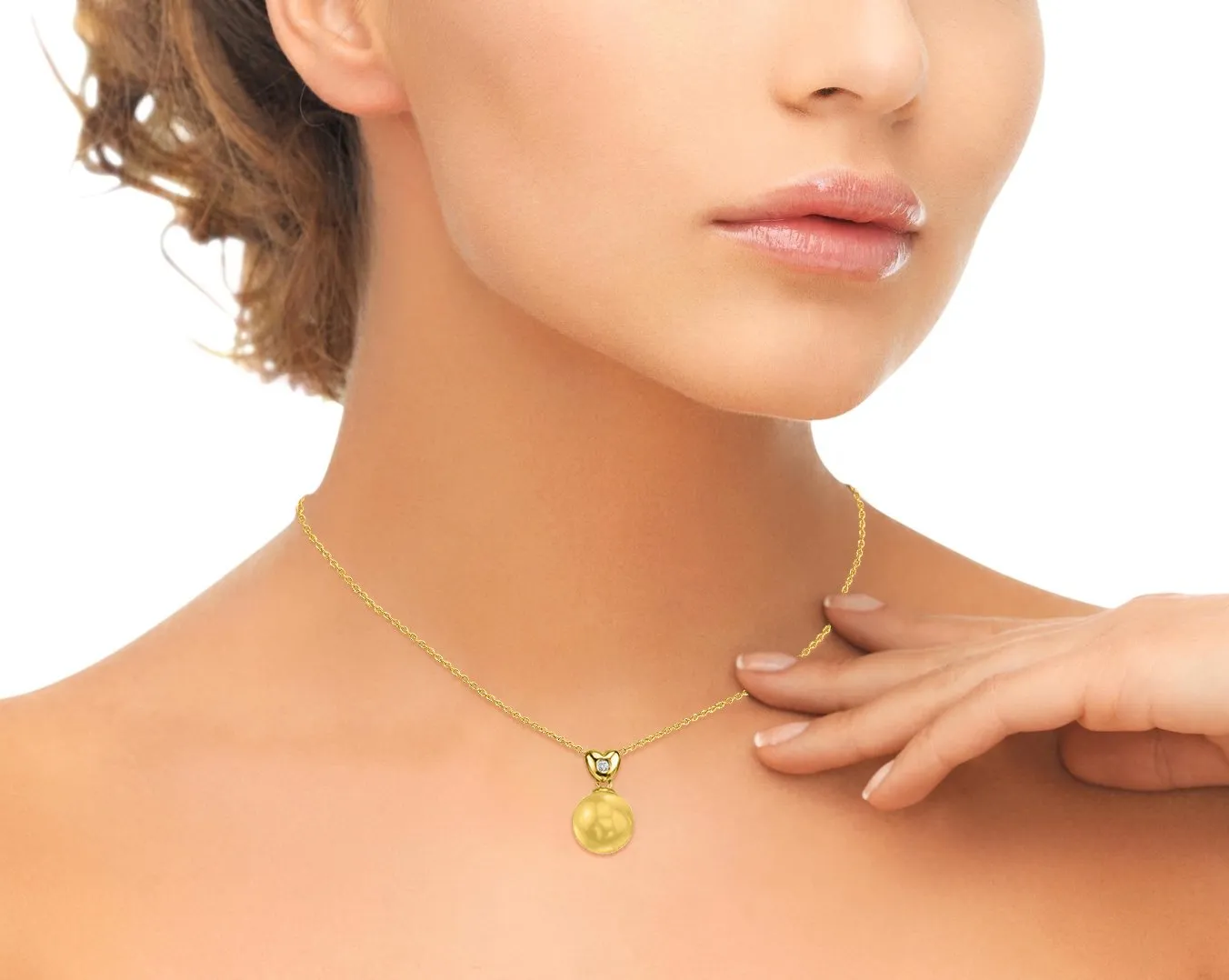 Golden South Sea Pearl & Diamond Sweetheart Pendant