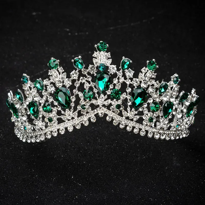 Gorgeous European Tiara Silver/Green