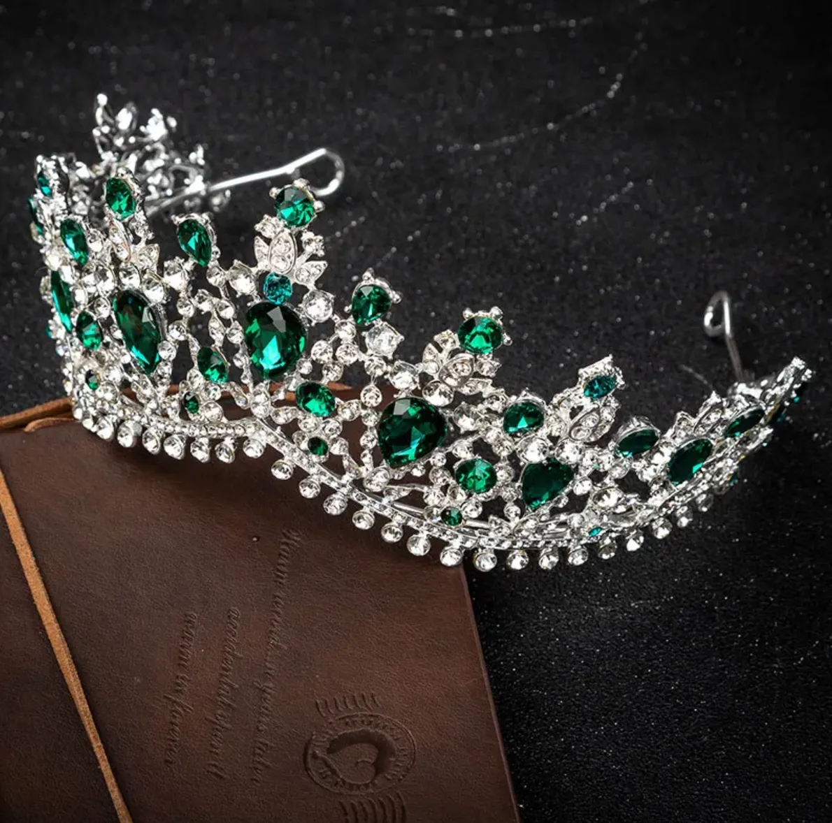 Gorgeous European Tiara Silver/Green