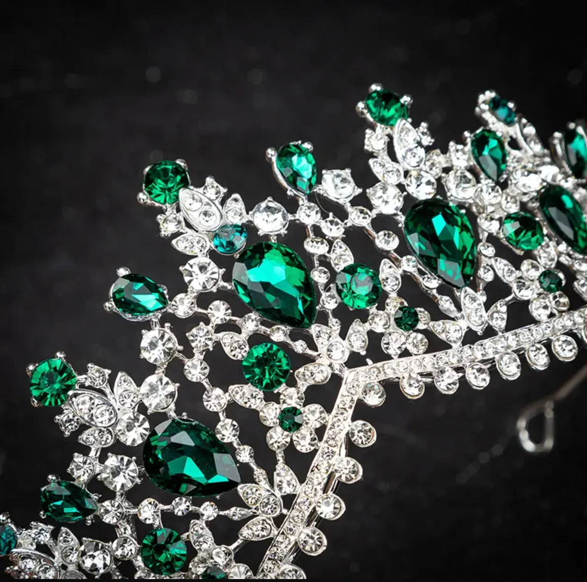 Gorgeous European Tiara Silver/Green