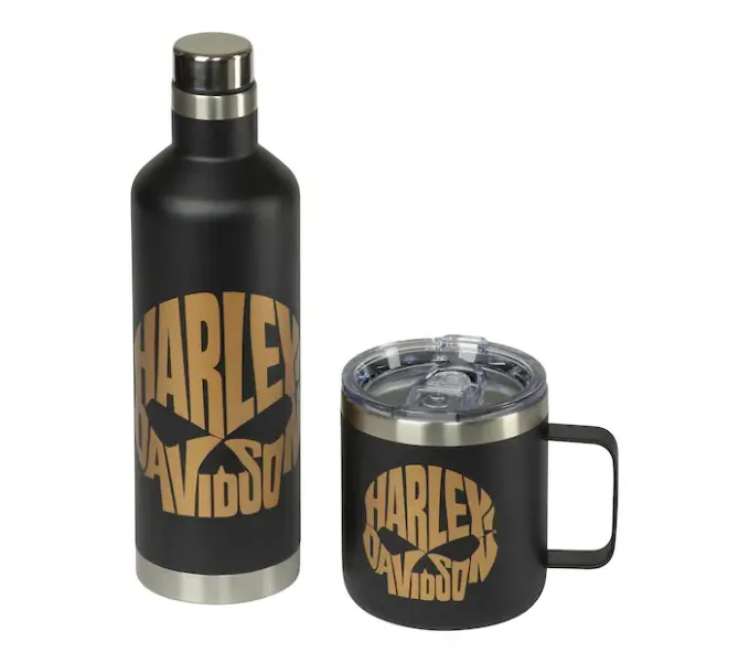 H-D® Copper Skull Travel Mug & Water Bottle Set