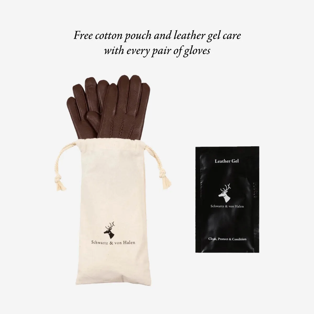 Hunter (black) – goatskin leather gloves with lambswool lining & touchscreen feature