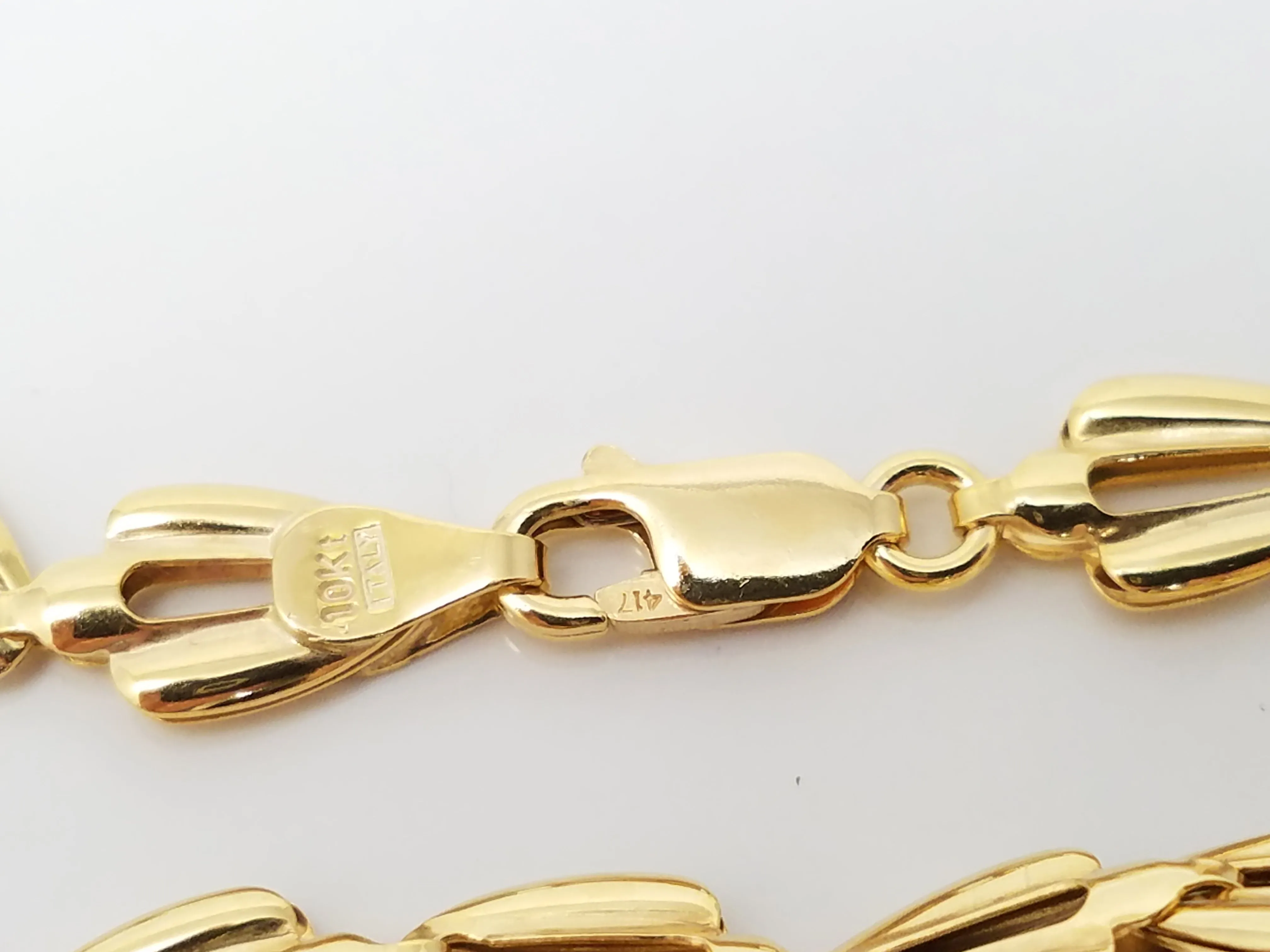 Italian Hollow 10k Yellow Gold 7.5" Fancy Link Bracelet