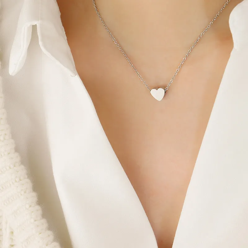 Korean Style Small Peach Heart Necklace - Gold Plated Clavicle Jewelry