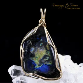 Labradorite Crystal Pendant 14k 'Inter Dimensional Magic'