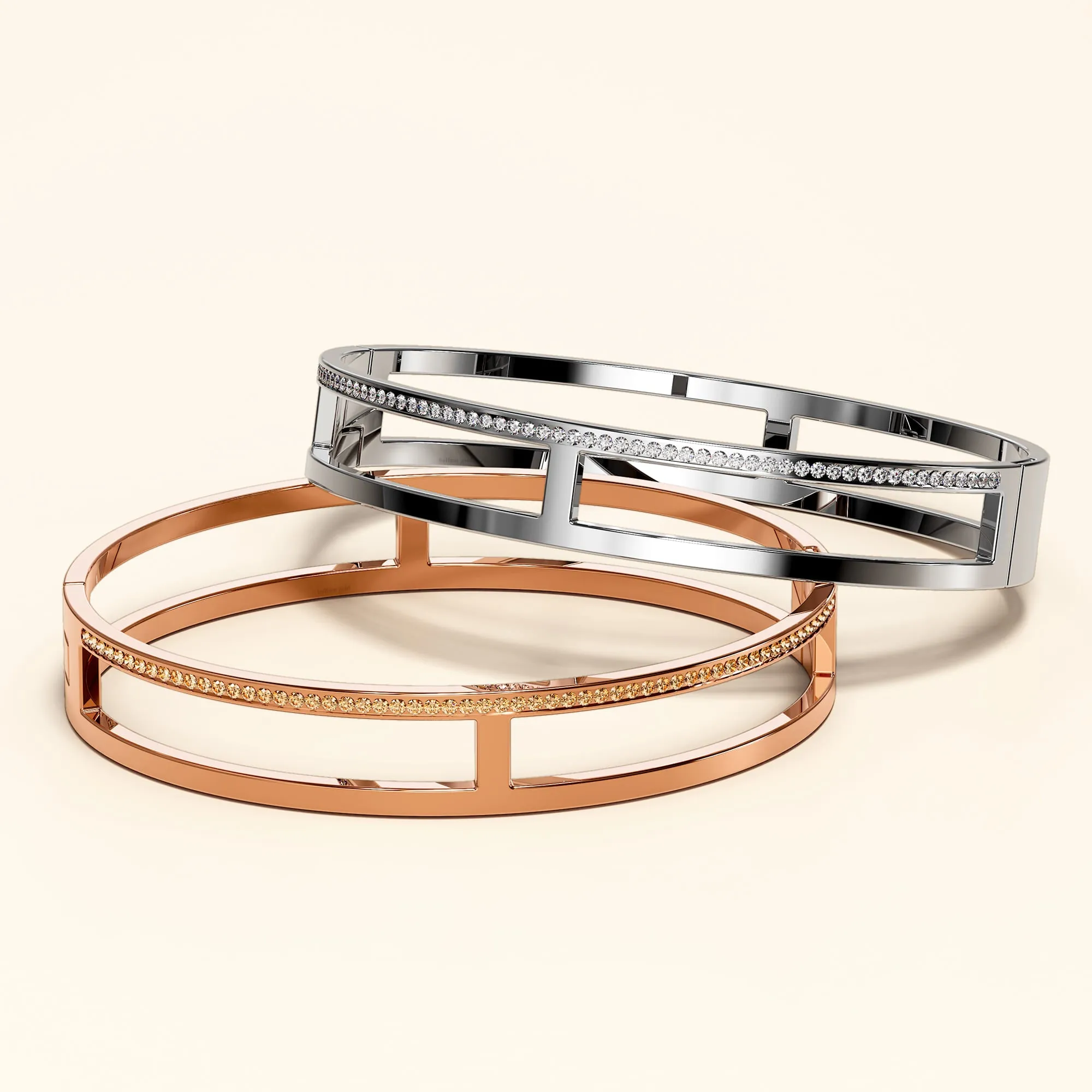 Lucky Dimension Cuff Stainless Steel Bangle in Rose Gold