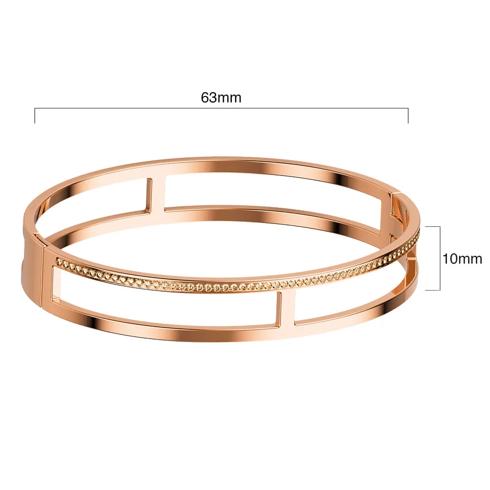 Lucky Dimension Cuff Stainless Steel Bangle in Rose Gold