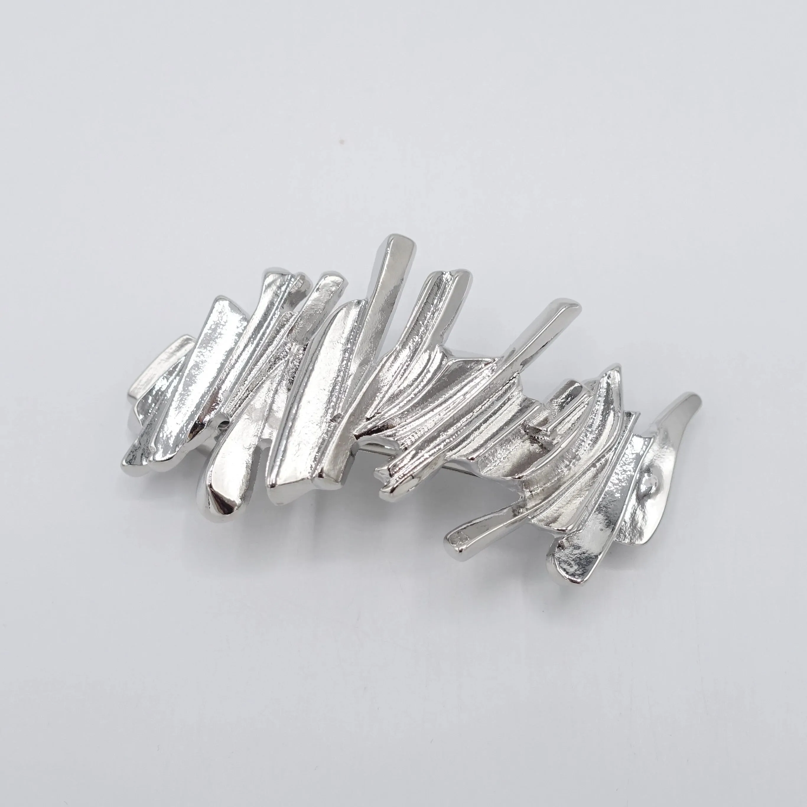 metal hair barrette, crystal quartz motivated hair barrette, shiny hair barrette for women