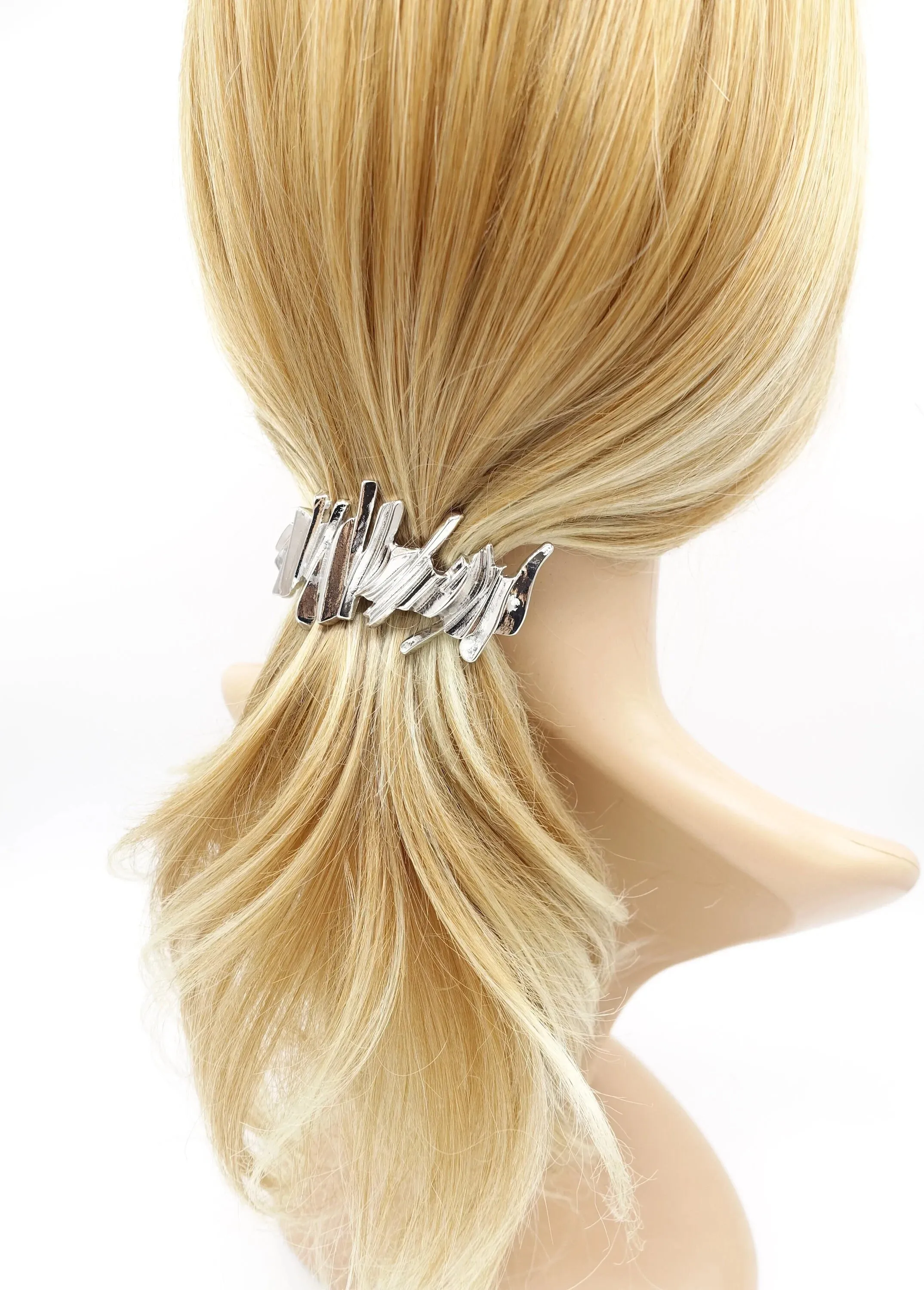 metal hair barrette, crystal quartz motivated hair barrette, shiny hair barrette for women