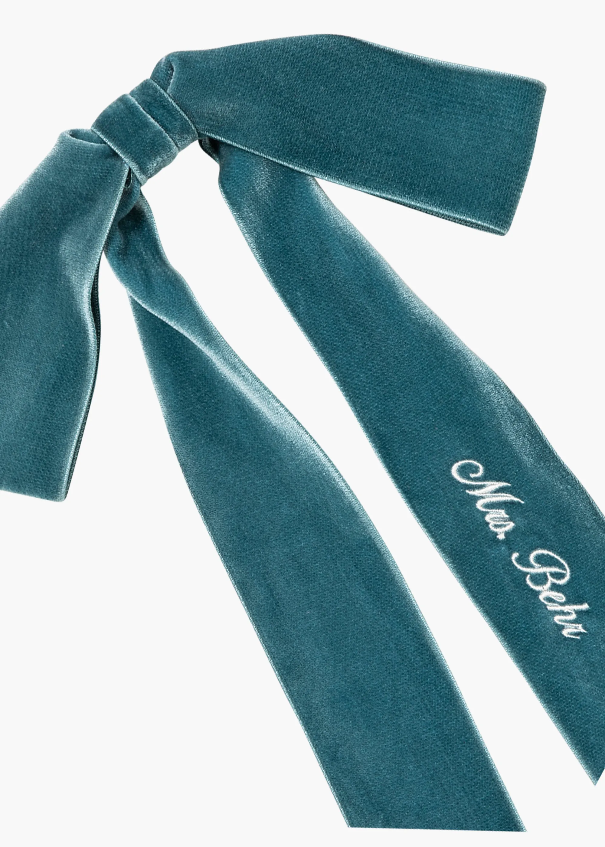 Monogram Adley Velvet Bow Barrette -- Azul