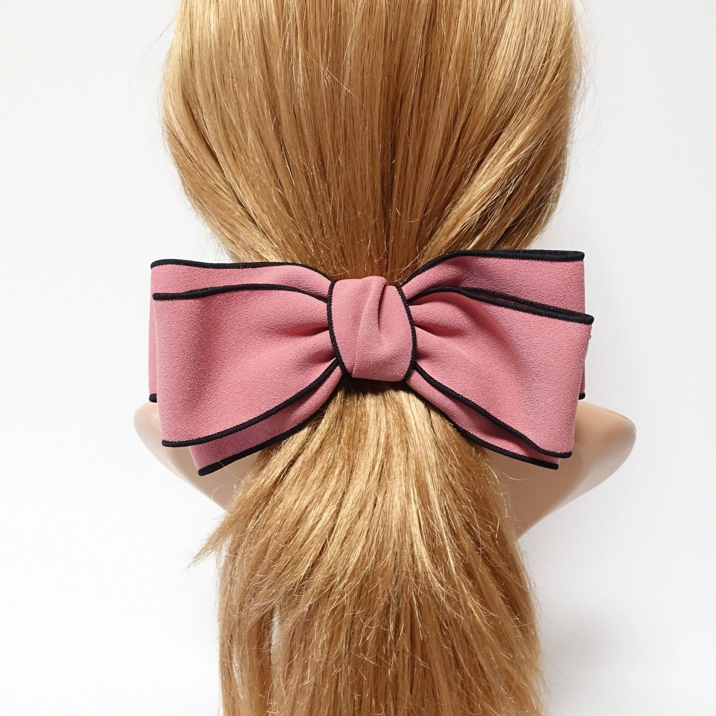 multi layer bow barrette interlocked trim hair bow for women