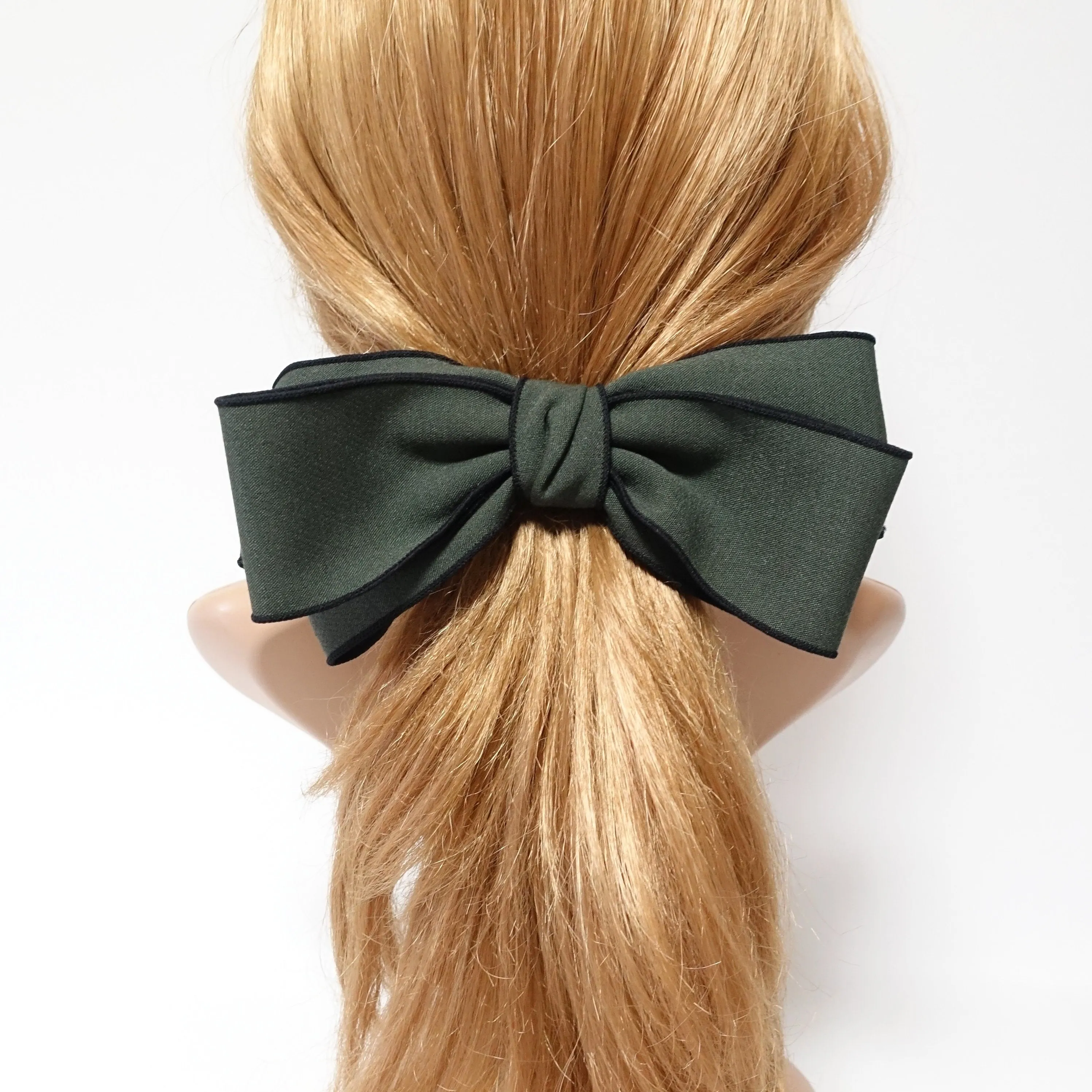 multi layer bow barrette interlocked trim hair bow for women