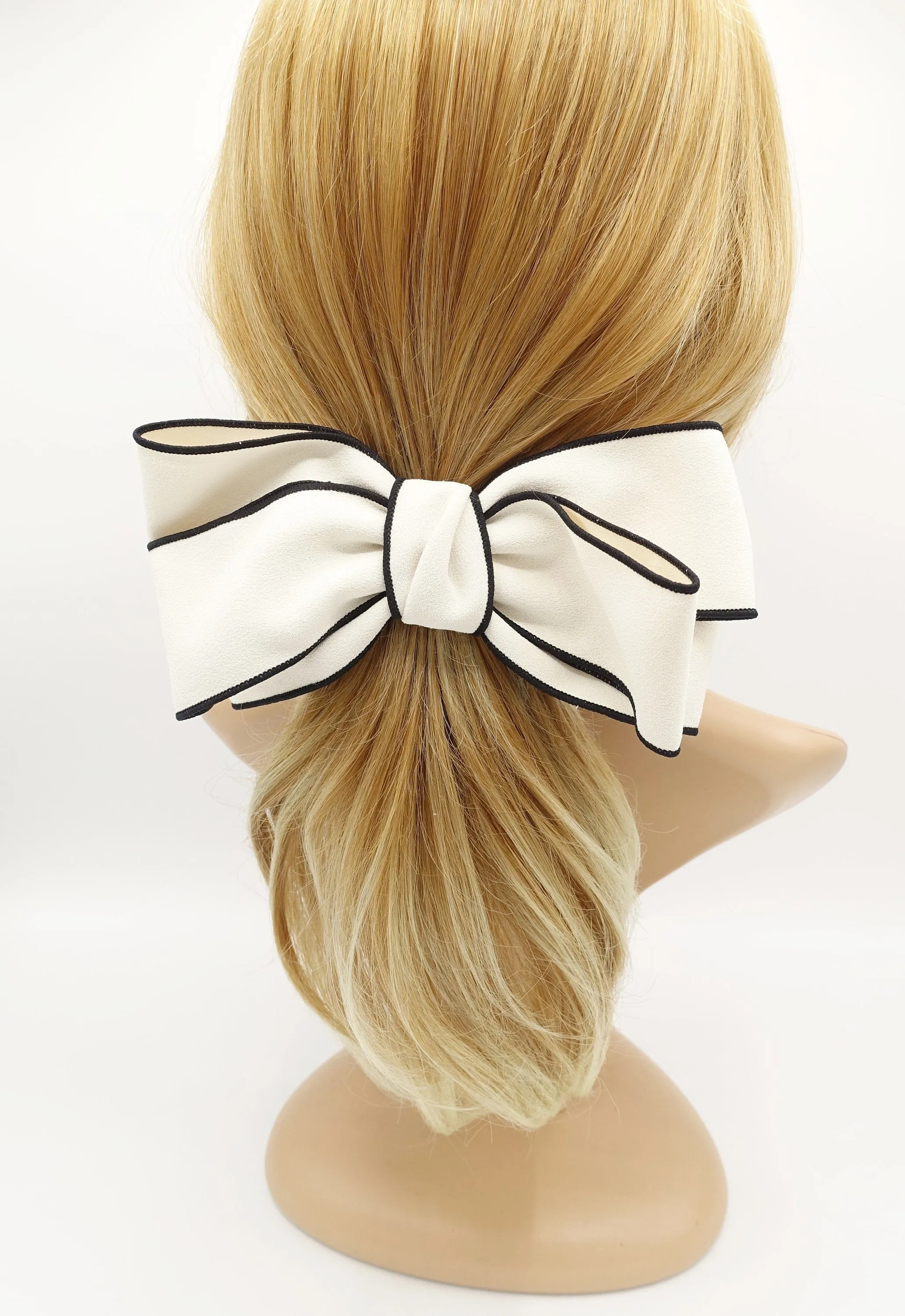 multi layer bow barrette interlocked trim hair bow for women