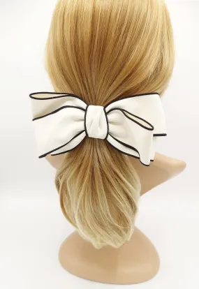 multi layer bow barrette interlocked trim hair bow for women