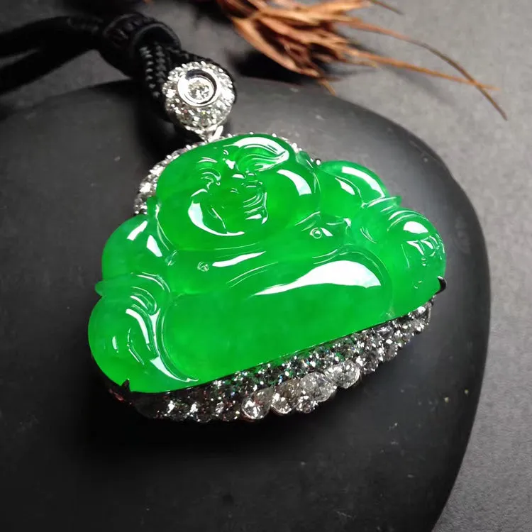 Natural Jade Pendant Jadeite Gold Buddha Pendant PT191