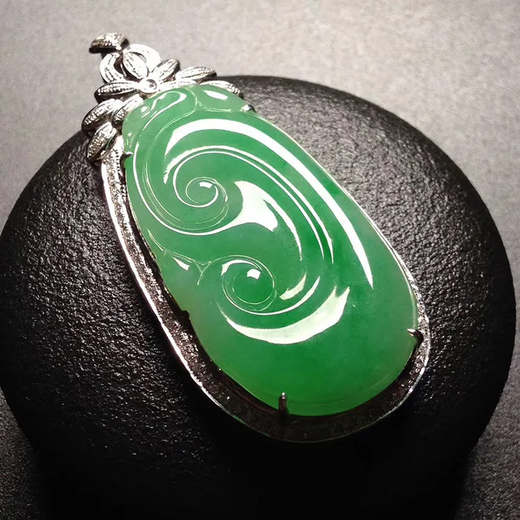 Natural Jade Pendant Jadeite Gold Ruyi Pendant PT412