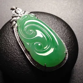 Natural Jade Pendant Jadeite Gold Ruyi Pendant PT412