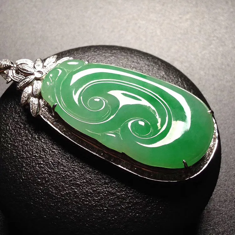 Natural Jade Pendant Jadeite Gold Ruyi Pendant PT412