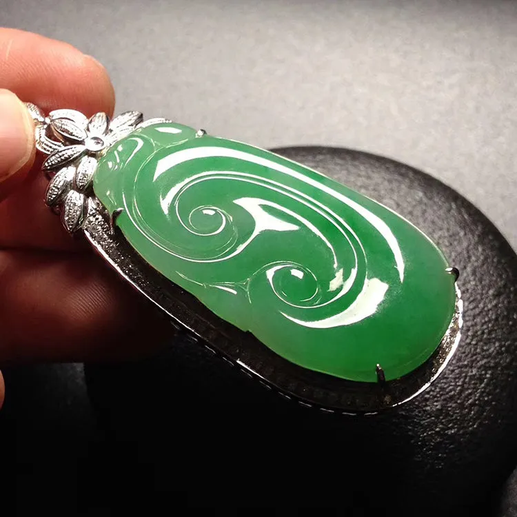 Natural Jade Pendant Jadeite Gold Ruyi Pendant PT412