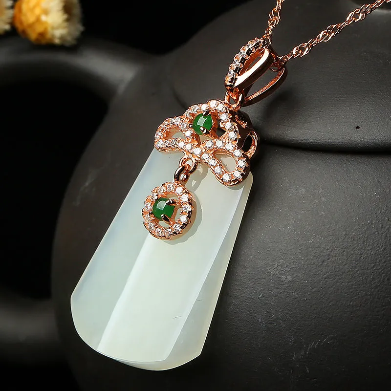 Natural Jade Pendant Nephrite Silver Pendant PT157