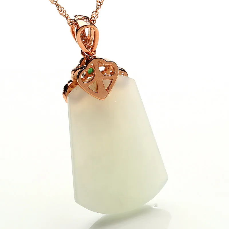 Natural Jade Pendant Nephrite Silver Pendant PT157